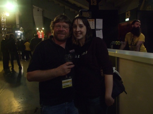 A very dark photo of brewing legend Richard Emerson and I at Beervana 2013
